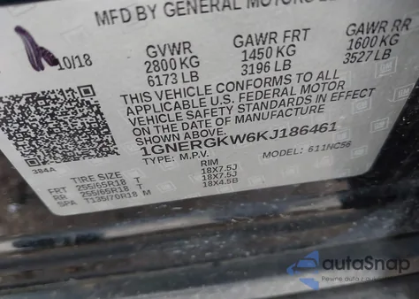 2019 Chevrolet Traverse 1Lt from USA, damaged, VIN 1GNERGKW6KJ186461